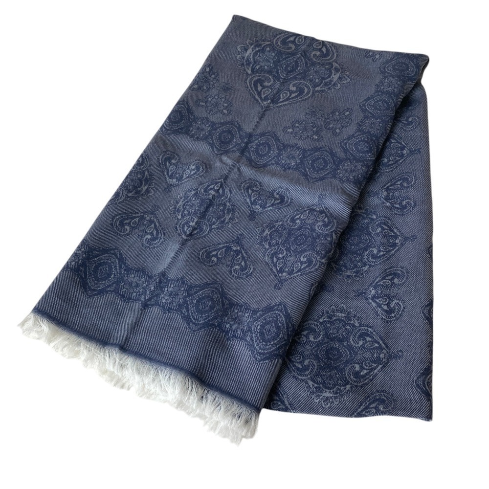 25AW ETRO Paisley Jacquard Large Stole/Shawl, Blue, Men's